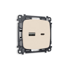 Комплект механизма розетки 2USB A+C 20W (быстрая зарядка) Ambrella Volt Omega MO331010