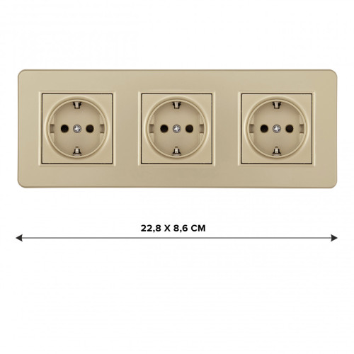 Розетка тройная (трехпостовая) с/з и шторками Arte Milano SET16-3-40-1x3 shampan