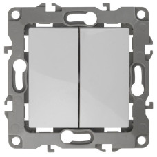 Выключатель двухклавишный ЭРА 12 10AX 250V 12-1104-01 Б0014645