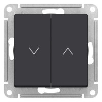 Выключатель 2-клавишный для жалюзи, 2х сх.4, 10А, Карбон Systeme Electric AtlasDesign ATN001019