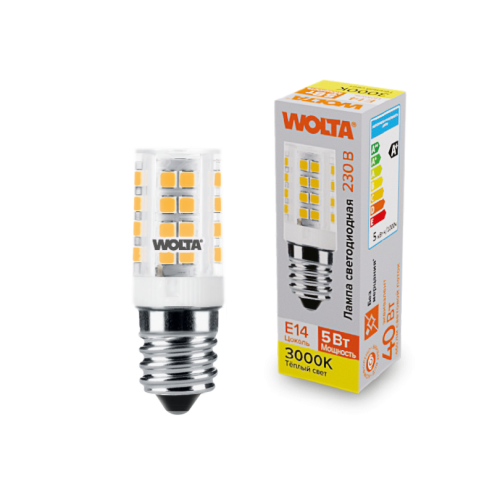 Светодиодная лампа WOLTA 5Вт 3000K E14 кукуруза матовая WSTD-JCD-5W3KE14-C