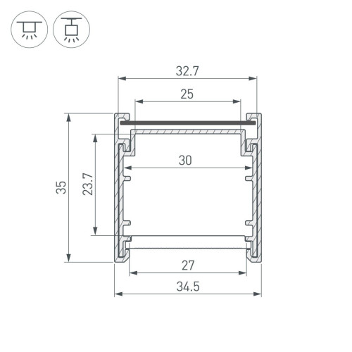 Профиль Arlight LINE-3535-BENT-SIDE-2000 ANOD 055738