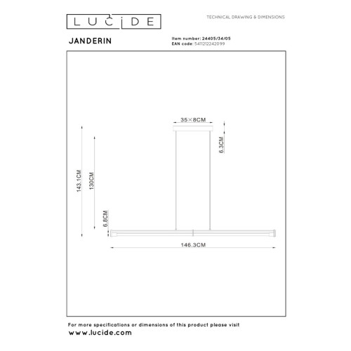 Подвесной светильник Lucide Janderin 24405/34/05