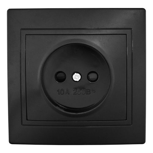 Розетка 2П с защ. шт. скрытой установки 16А 250В IP20, черная (керамика) 