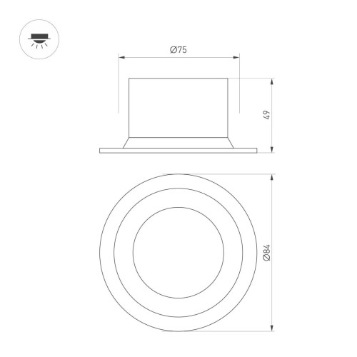 Встраиваемый светильник Arlight MS-DROP-BUILT-R84-8W Warm2700 054707