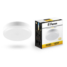 Лампа светодиодная Feron GX53 12W 2700K Таблетка Матовая LB-453 25833