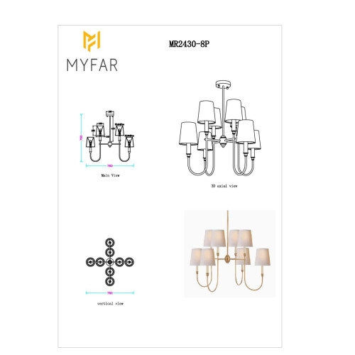 Люстра на штанге Myfar Gabriel MR2430-8P