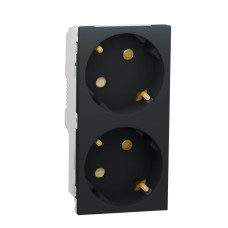 Розетка двойная Schneider Electric Unica New Modular с/з со шторками NU306754A