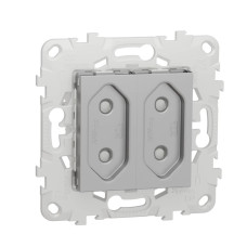 Розетка двойная Schneider Electric Unica New б/з со шторками NU503130