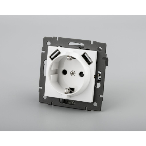 Механизм розетки с USB зарядкой Arlight SCT-MUAA-PL-WH-V (250V, 16A) 049818