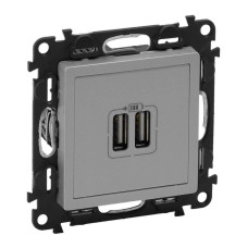 Розетка USB двойная Legrand Valena Life 240V/5V 1500mA алюминий 753612