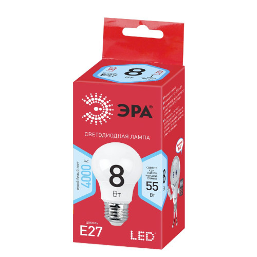 Лампа светодиодная Эра E27 8W 4000K ECO LED A55-8W-840-E27 Б0032096