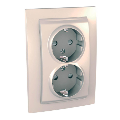 Розетка двойная Schneider Electric Unica с/з со шторками 10A 250V MGU23.067.25D