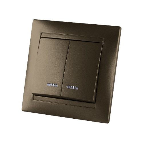 Выключатель двухклавишный с подсветкой Лама TDM Electric SQ1815-0705