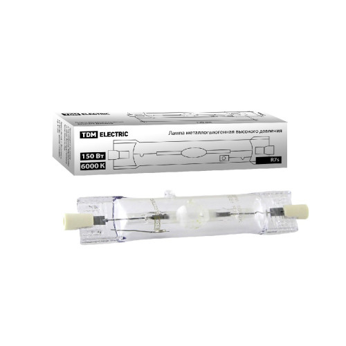 Лампа металлогалогенная TDM Electric Rх7s 150W 6000K прозрачная SQ0325-0014