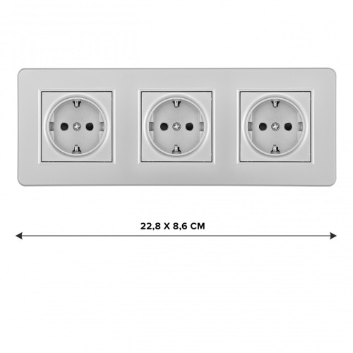 Розетка тройная (трехпостовая) с/з и шторками Arte Milano SET16-3-40-1x3 silver