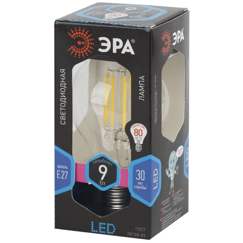 Лампа светодиодная Эра E27 9W 4000K F-LED A60-9W-840-E27 Б0043434