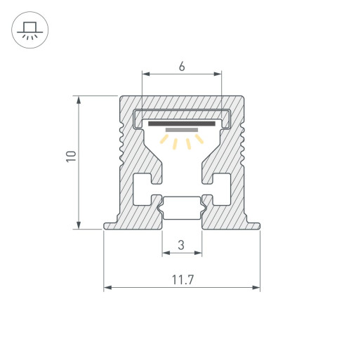 Профиль с экраном Arlight SL-MINI-3-H10-F12-2000 CHAMPAGNE GOLD (Алюминий+пластик) 058626