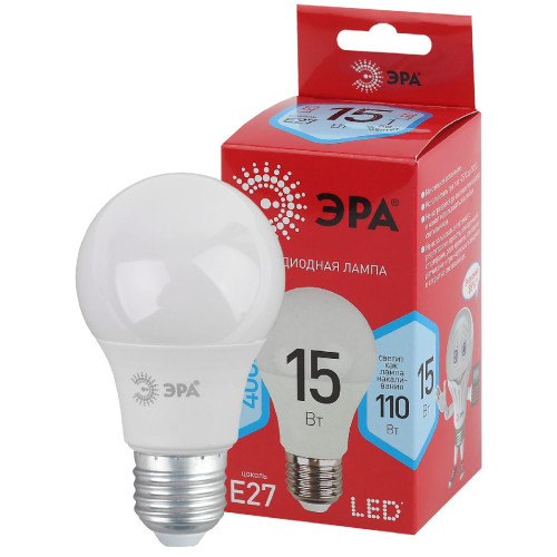 Лампа светодиодная Эра E27 15W 4000K LED A60-15W-840-E27 R Б0046356
