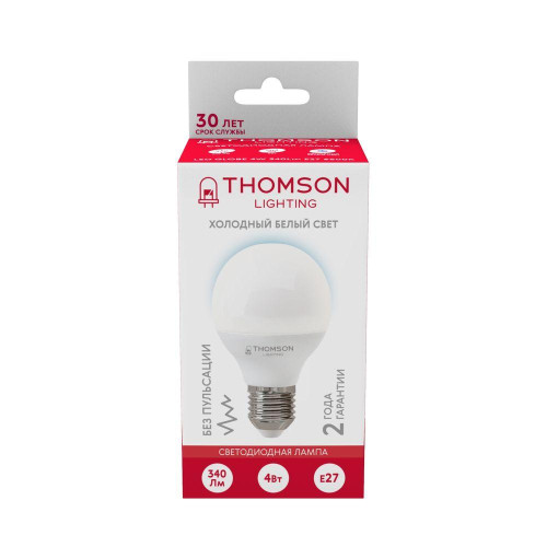 Лампа светодиодная Thomson E27 4W 6500K шар матовый TH-B2363