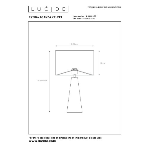 Настольная лампа Lucide Extravaganza Velvet 10501/81/30