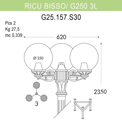 Уличный фонарь Fumagalli Ricu Bisso/G250 G25.157.S30.WXE27