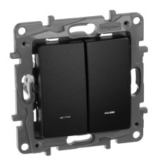 Переключатель двухклавишный Legrand Etika с подсветкой 10A 250V антрацит 672616