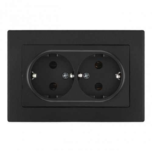 Розетка двойная с/з и шторками Arte Milano SET06-double-40-2 black