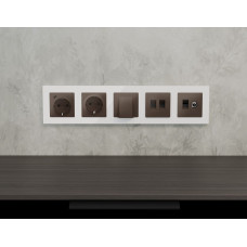 Комплект мех-ма компьютерной двойной розетки RJ-45 с автоматической защитной шторкой Alfa Темная бронза матовый Quant Ambrella Volt MA642110 (AP6421, VM189)
