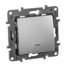 Выключатель одноклавишный Legrand Etika 10A 250V с подсветкой алюминий 672403