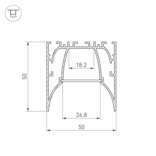 Алюминиевый профиль Arlight ARH-Line-5050-Comfort-2000 Anod 036353