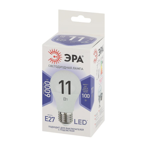 Лампа светодиодная Эра E27 11W 6000K LED A60-11W-860-E27 Б0031394