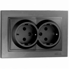 Розетка двойная з заземлення Mono Electric Despina 16А 250В графит 102-202004-120
