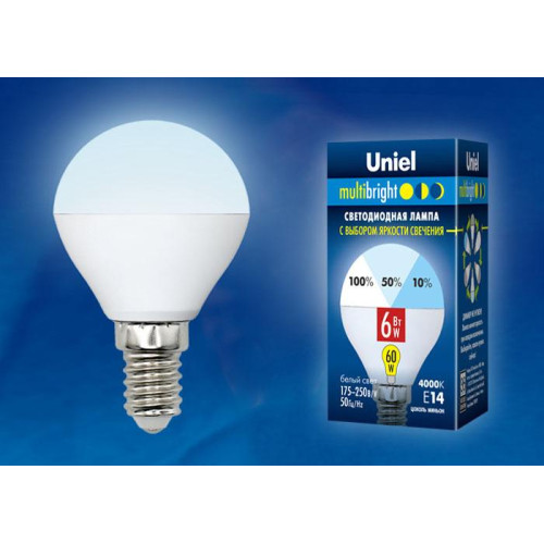 Лампа светодиодная (UL-00002374) Uniel E14 6W 4000K матовая LED-C37-6W/NW/E14/FR/MB PLM11WH