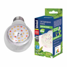 Лампа светодиодная для растений (UL-00007404) Uniel E27 10W груша прозрачная LED-A60-10W/SPFB/E27/CL PLP30WH
