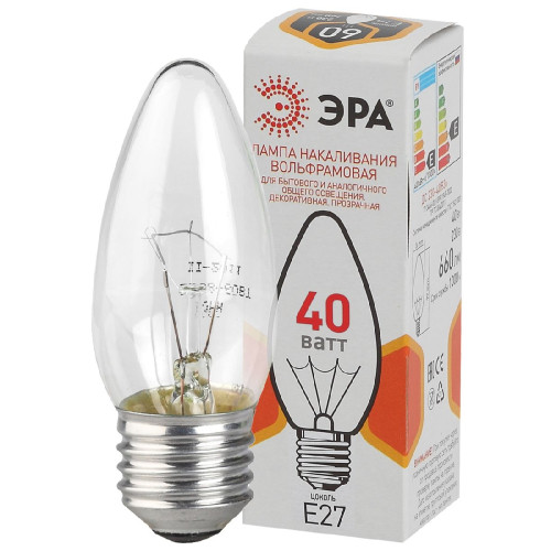Лампа накаливания Эра E27 40W ДС 40-230-E27-CL Б0039128