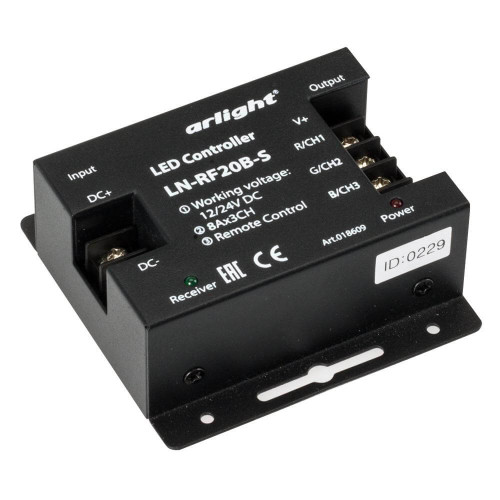 Контроллер Arlight LN-RF20B-S (12-24V, 288-576W, ПДУ 20кн) 018609