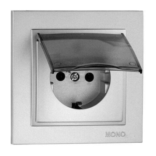 Розетка с заземлением с крышкой Mono Electric Despina 16А 250В серебро 102-212121-118