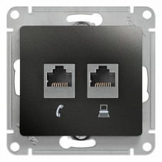 Розетка 2-ая RJ11+RJ45, кат.5E Systeme Electric Glossa Антрацит GSL000785