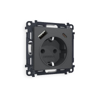 Комплект механизма розетки 2USB A+C 20W (быстрая зарядка) с/з Ambrella Volt Alfa MA910010