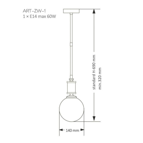 Подвесной светильник Kutek Mood Artu Glass ART-ZW-1 (N) G
