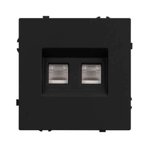Механизм сдвоенной телефонной розетки Arlight SCT-NOBE-MTL2-SFPL-BK (RJ-11, 4C) (Черный оникс) 054309
