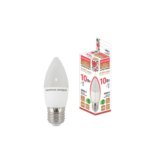Лампа светодиодная TDM Electric Народная E27 10W 3000K матовая SQ0340-1593