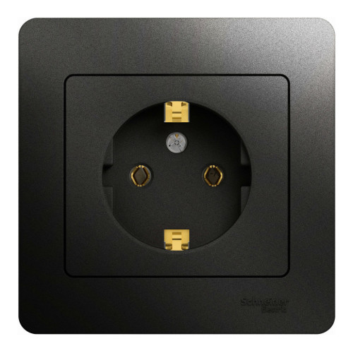 Розетка с/з, 16А (в сборе) Systeme Electric Glossa Антрацит GSL000742