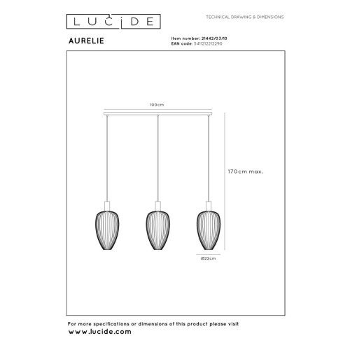 Подвесной светильник Lucide Aurelie 21442/03/10