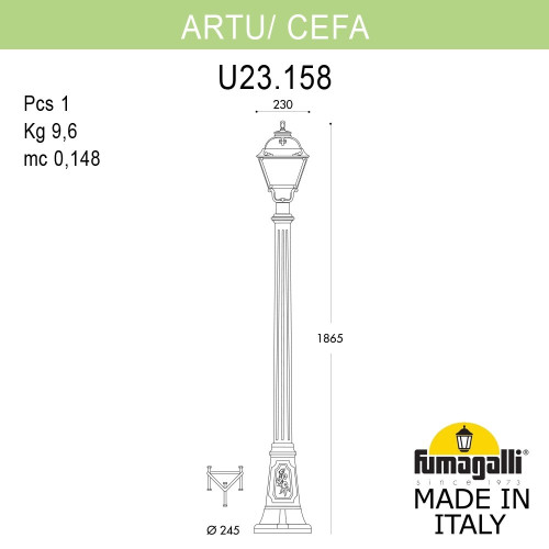 Садово-парковый светильник Fumagalli ARTU/CEFA U23.158.000.BYE27