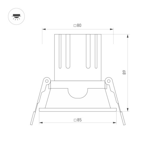 Карданный светильник Arlight MS-FLOW-BUILT-S85x85-12W Day4000 (WH, 15 deg, 230V) (IP20 Металл) 055899