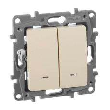 Выключатель двухклавишный Legrand Etika с подсветкой 10A 250V слоновая кость 672304