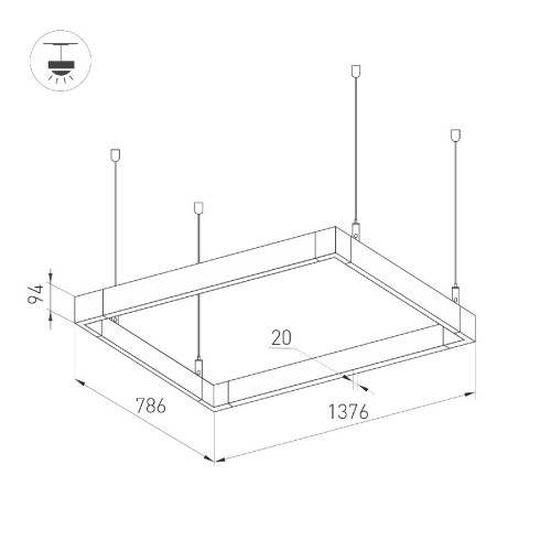 Подвесной светильник Arlight ALT-LINEAIR-RECTANGLE-FLAT-UPDOWN-DIM-1375x785-140W Warm3000 040056