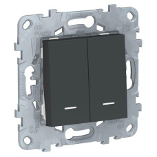 Переключатель двухклавишный с подсветкой Schneider Electric Unica New NU521354N
